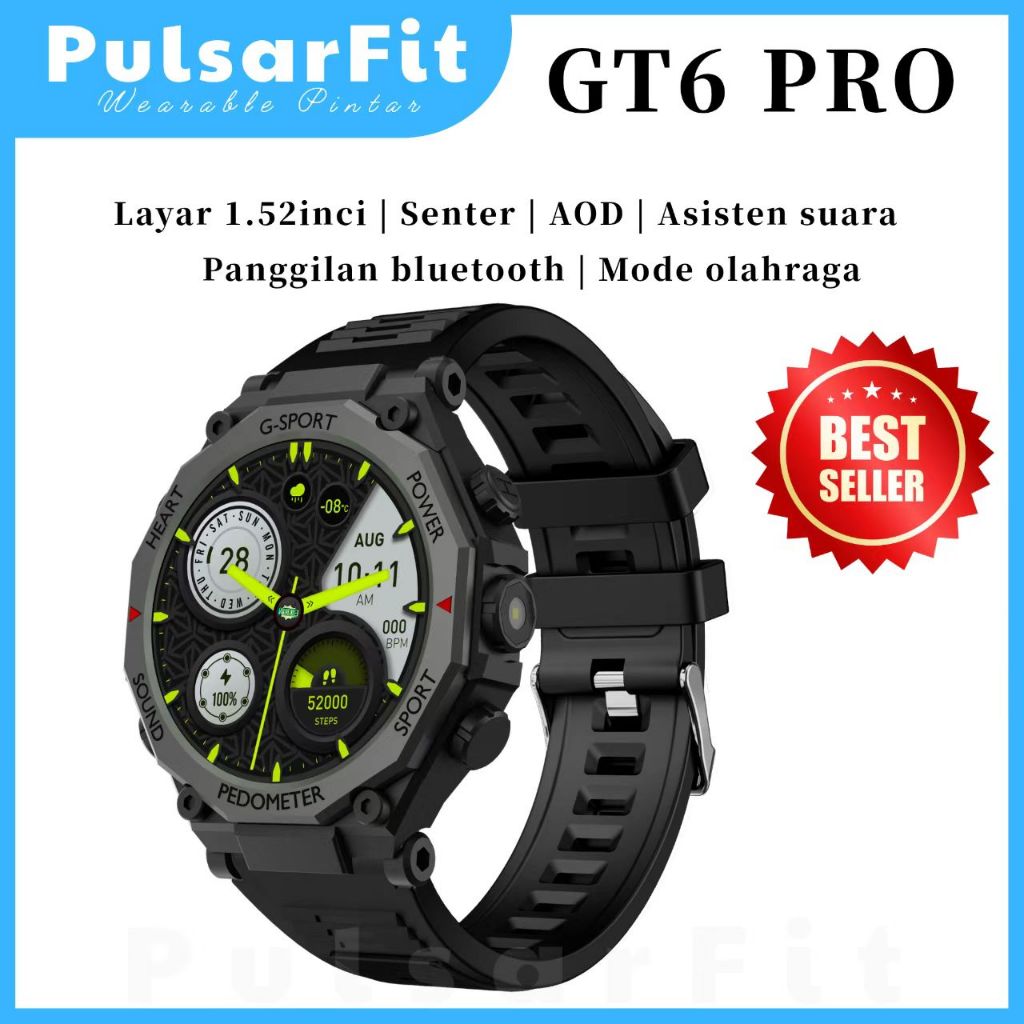 PulsarFit jam smartwatch asli GT6PRO /runing  lari running sport/jam tangan pintar ria wanita Panggi
