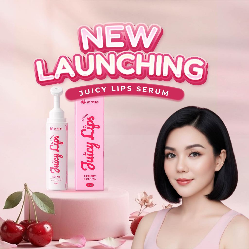 dr. Netha Juicy Lip Serum | Lip Serum Pink Alami | Melembapkan & Glossy | Pemerah Bibir BPOM