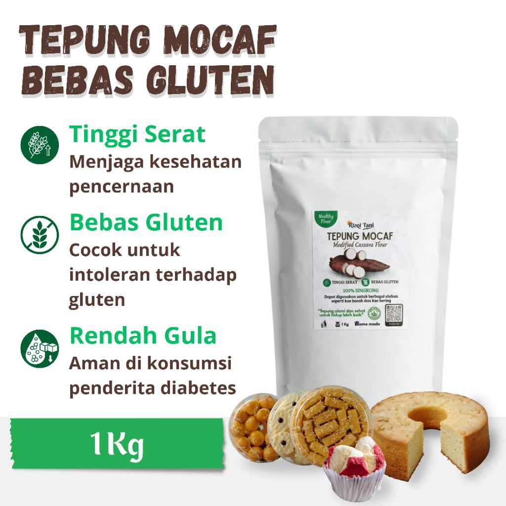 Tepung mocaf 1 kg gluten free berkualitas bubuk