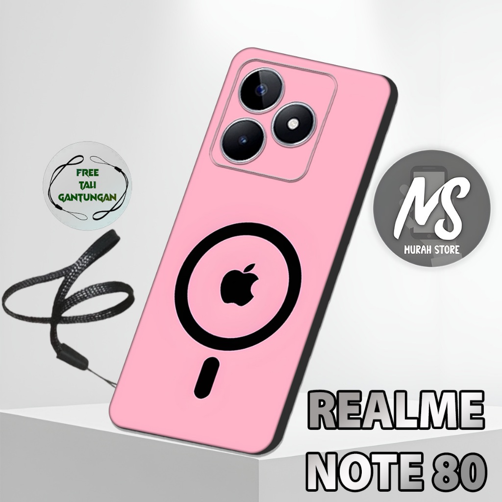 MS32 / Softcase Karet  REALME NOTE 80 + TALI GANTUNGAN HP / Motif Magsafe / Case Hp REALME NOTE 80 /