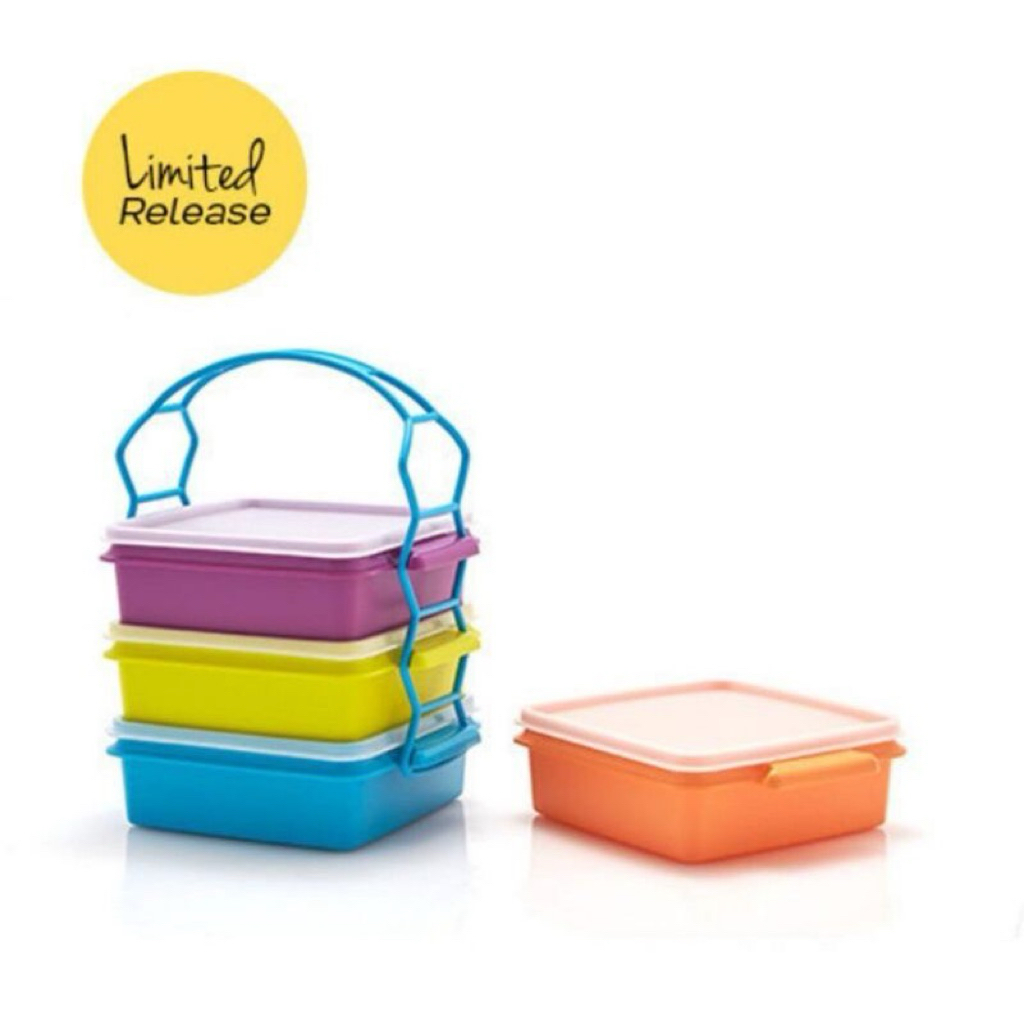 Tupperware Carry All Set Rantang 4 Susun Warna Warni Limited Release Kotak Makan Praktis