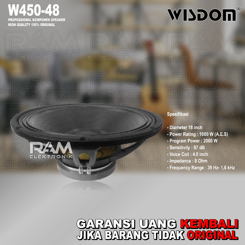 Komponen Speaker 18 Inch WISDOM W450-48 / W45048 Coil 4 Original