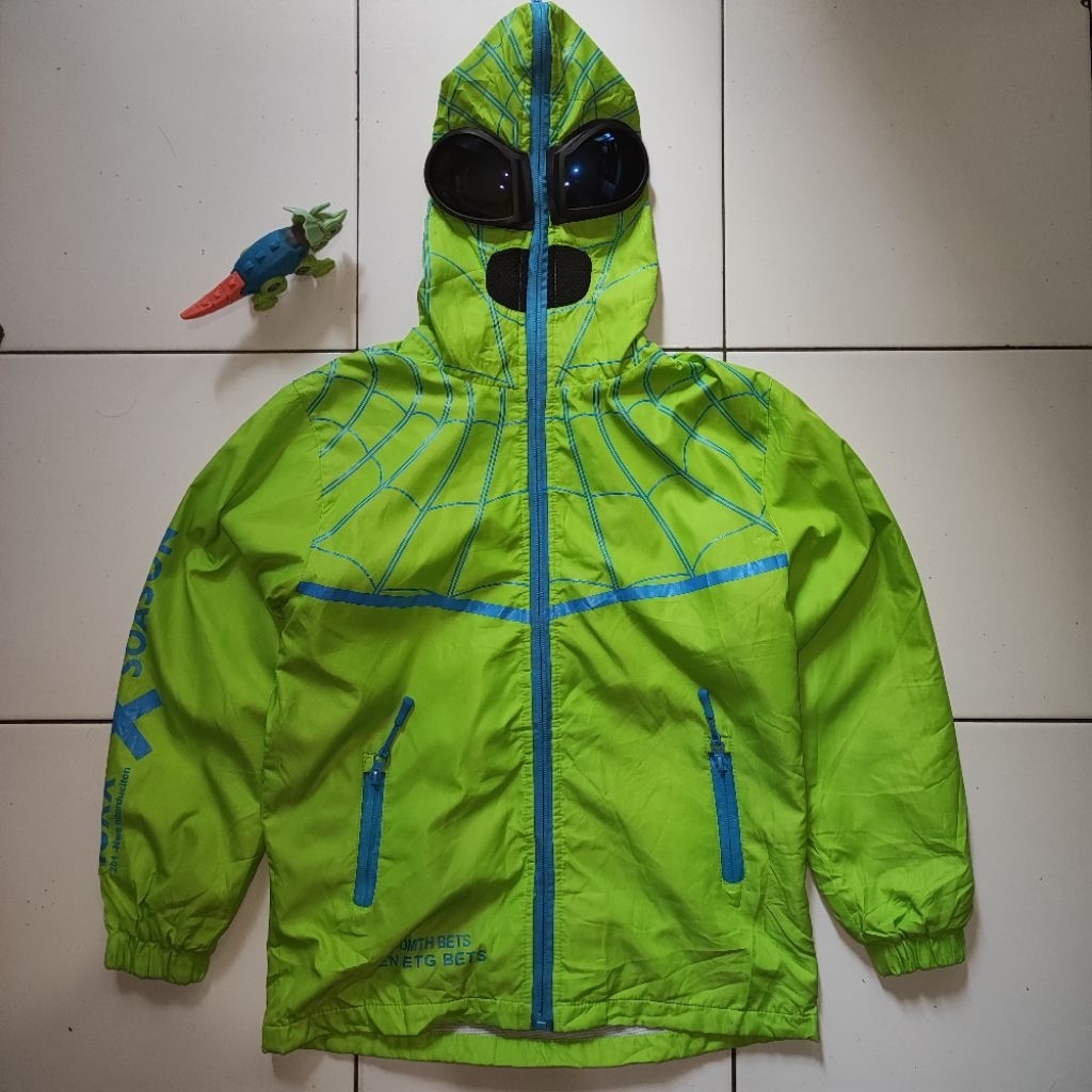 Jaket Karakter Spiderman Full Ziper Kacamata Sporty Anak Laki-laki Perempuan Second Preloved Windbre