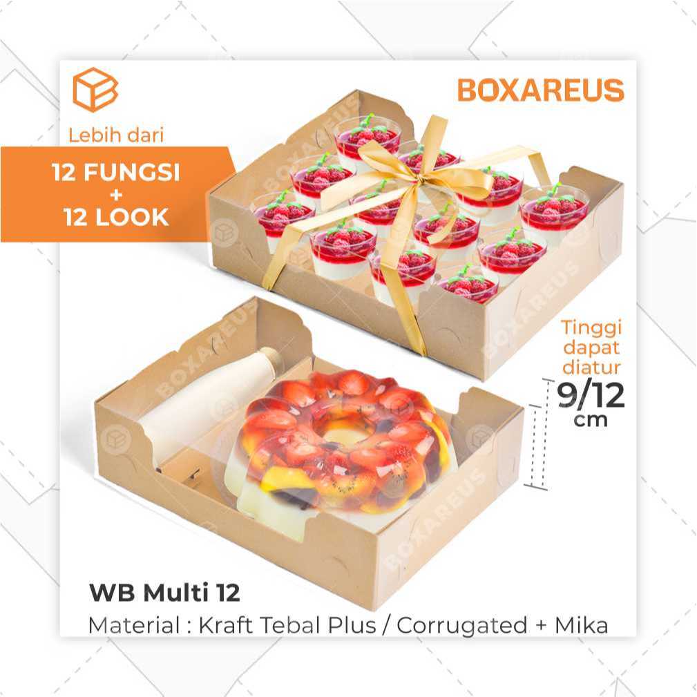 Box Pudding Cup Cake inner 12 lubang | Dus Hamper Kue Sekat Mika Kotak | WB MULTI 12