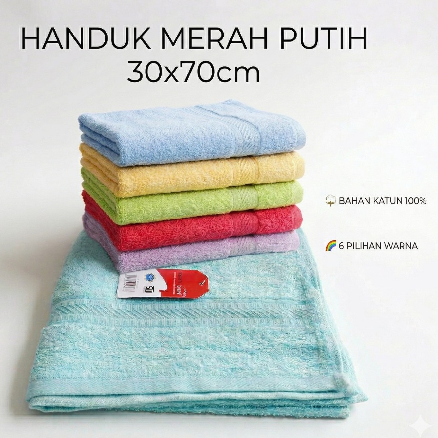 Handuk Katun Kecil Merah Putih 30x70 cm