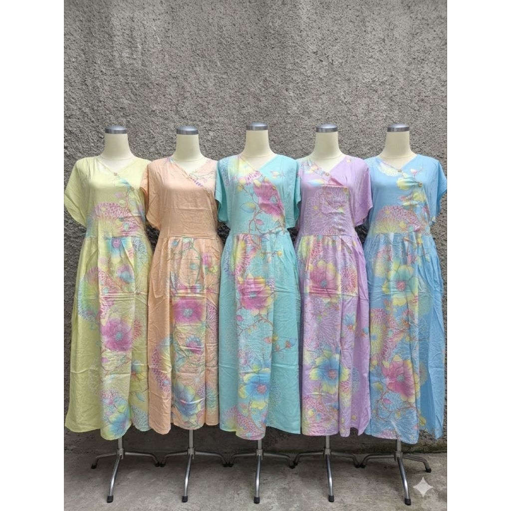 Daster Longdress Baju Tidur Kulot Maxi Kencana Ungu Label Biru