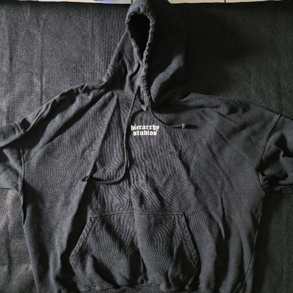 [Preloved] Hierarchy Studios - Black Wide Logo Oversized Hoodie - Size L