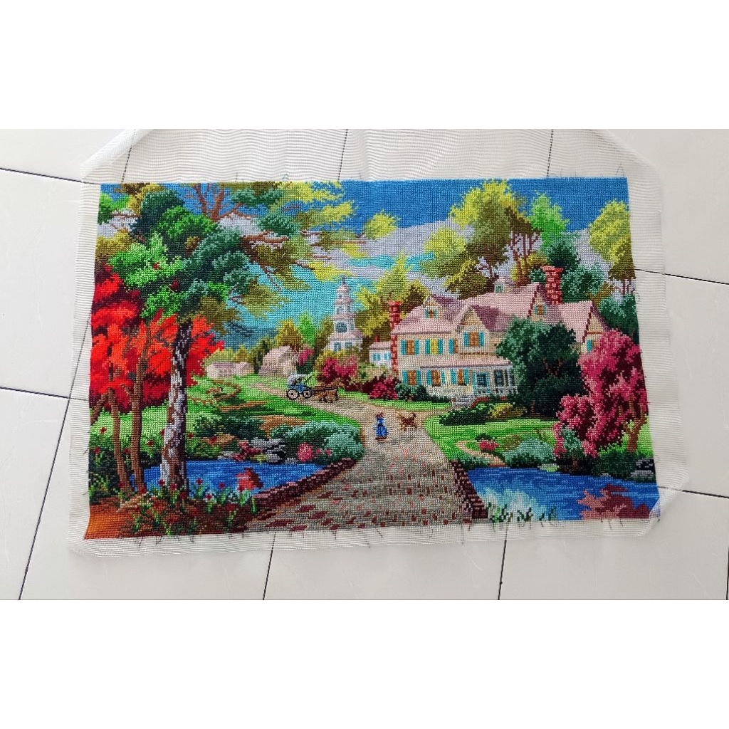 Kristik Orchid pemandangan rumah 63x43cm