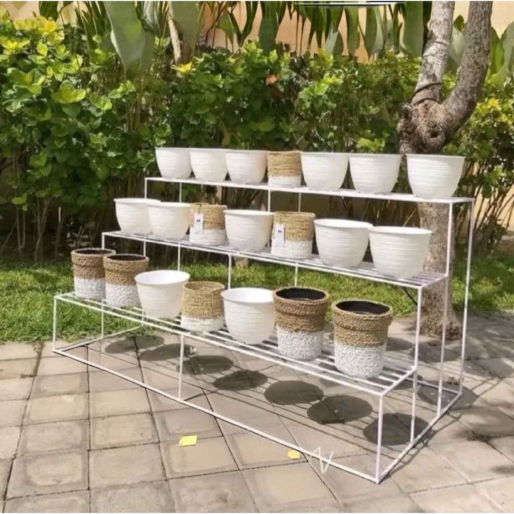 Rak Bunga besi susun 3/Rak Bunga Susun Panjang 1 Meter / Rak Pot Bunga Susun Besi / Standing Pot Bes