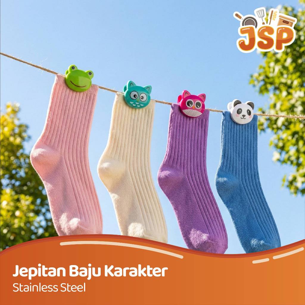 JSP Jepitan Baju Karakter Lucu Katak Kucing Burung Hantu Panda Klip Jemuran Praktis Kuat Berkualitas