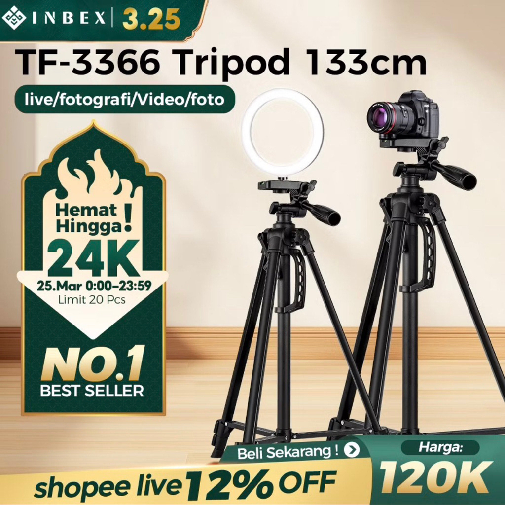 Tripod kamera inbex dan Hp Tinggi 133 Cm Original New 100%