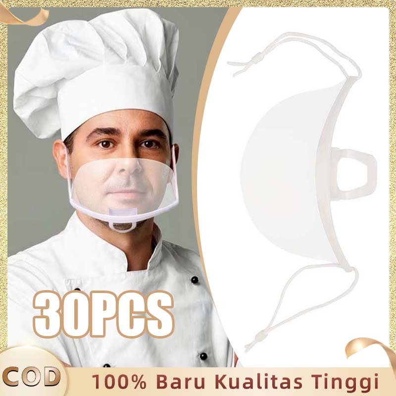 Masker Mulut Chef Masker Transparan Mulut 30pcs Penutup Mulut Masak Restoran Dapur Chef Kantin Maske