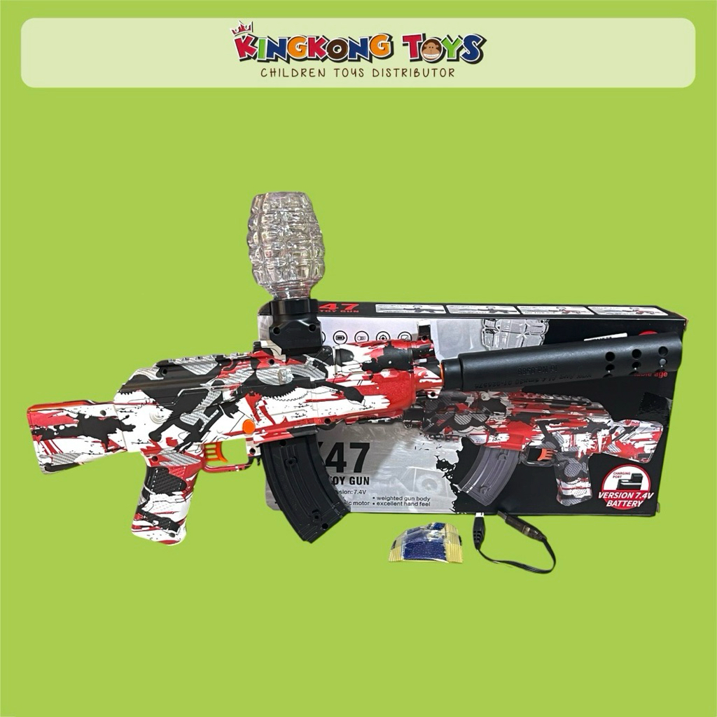 MAINAN SENAPAN ELEKTRIK AK47 PELURU GEL / WATER CRYSTAL BULLET GUN AK47