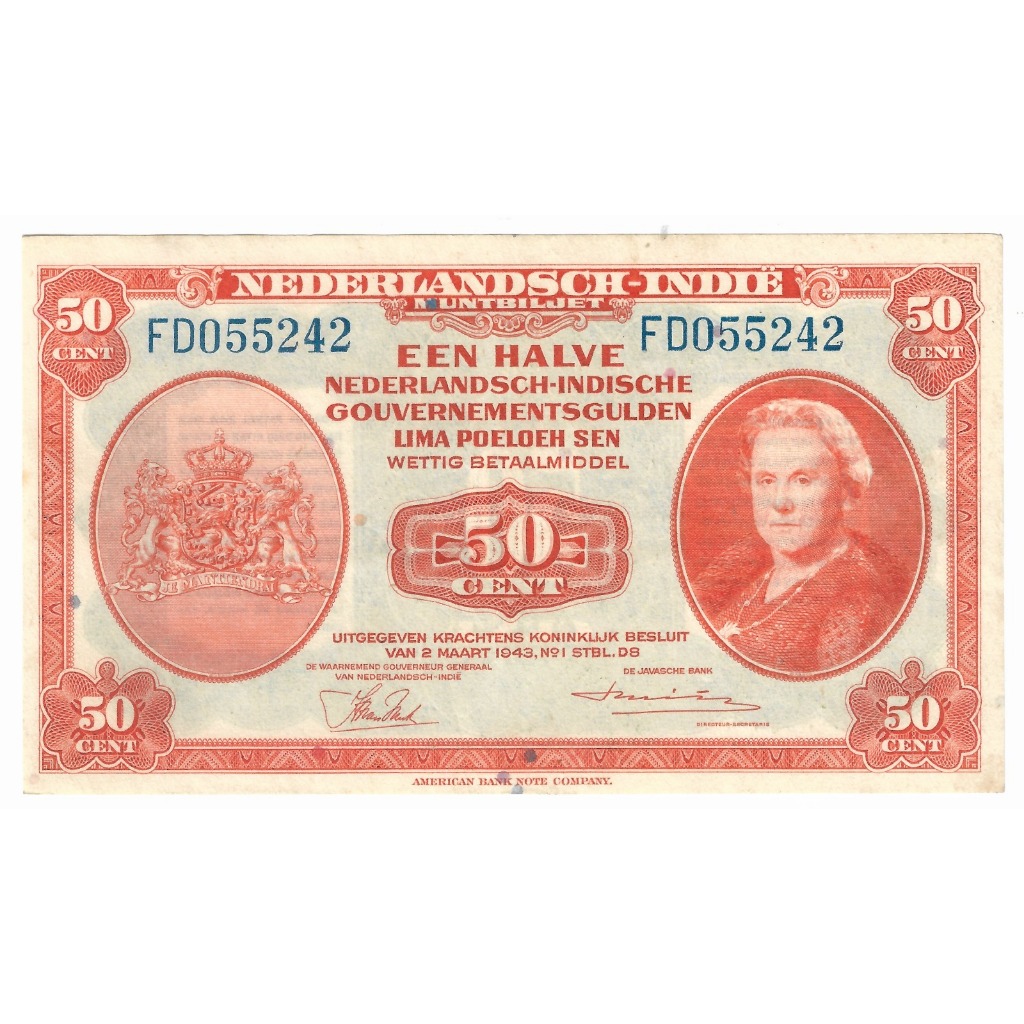 Uang NICA Belanda 50 Cent Gulden Original