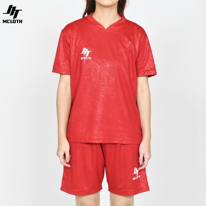 NEAT.INC - Baju Jersey Olahraga Sepakbola Futsal Running Gym Fitnes Simple Emboss Polos |MERAH CABAI