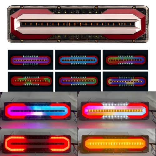 SEPASANG Stop Lamp Truk 12-24 Volt Senja Nyala Rgb Rem Kedip Model Kotak