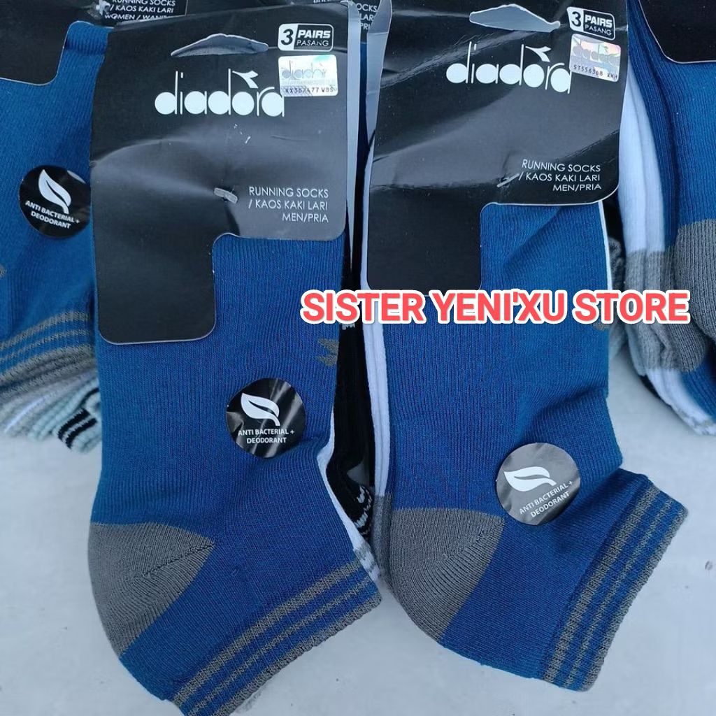 Kaos Kaki Diadora Running Men Ankle Socks (Isi 3psg) ORIGINAL STORE 100%