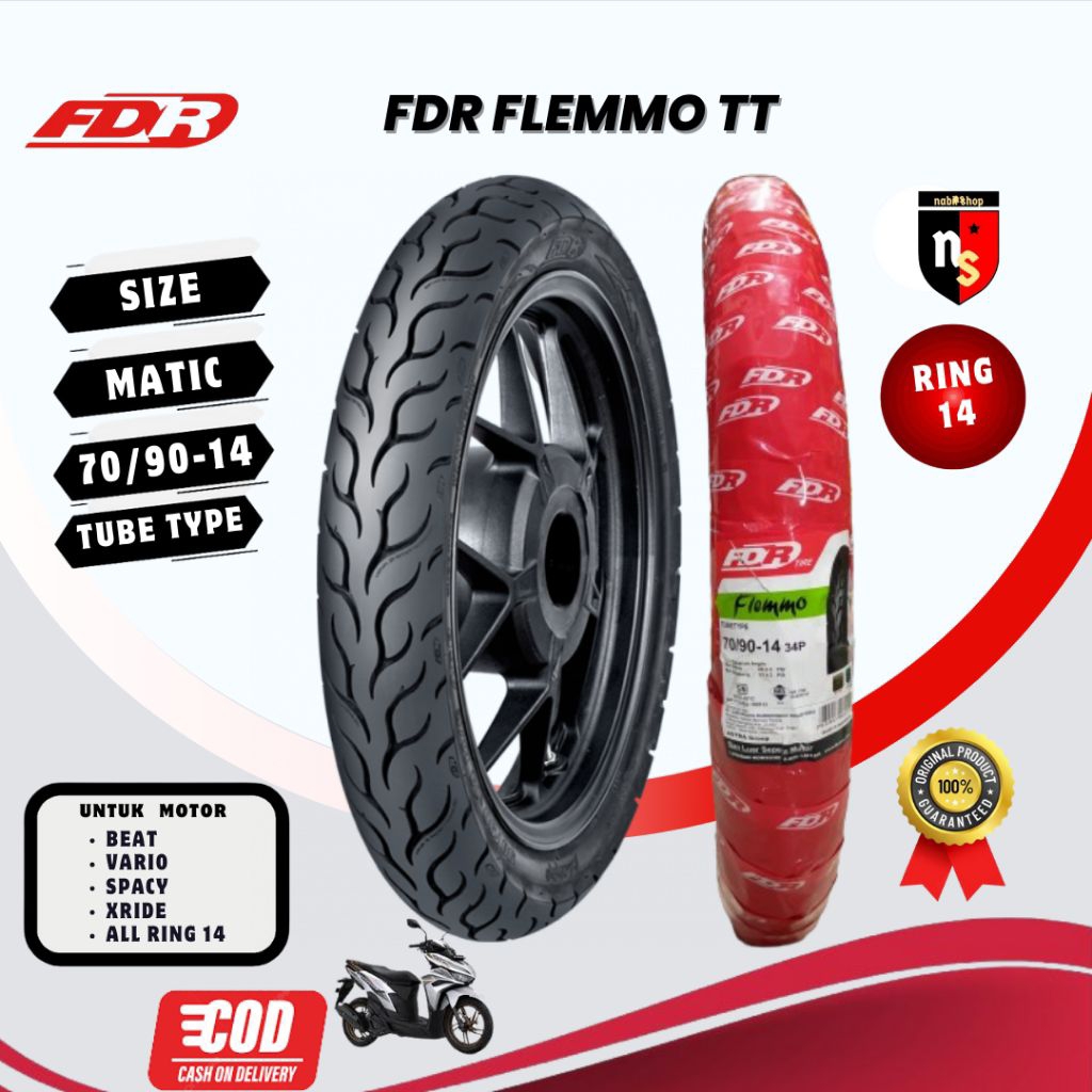 Ban FDR Flemmo Matic Depan 70/90-14 buat Ban depan Beat, Mio, Vario