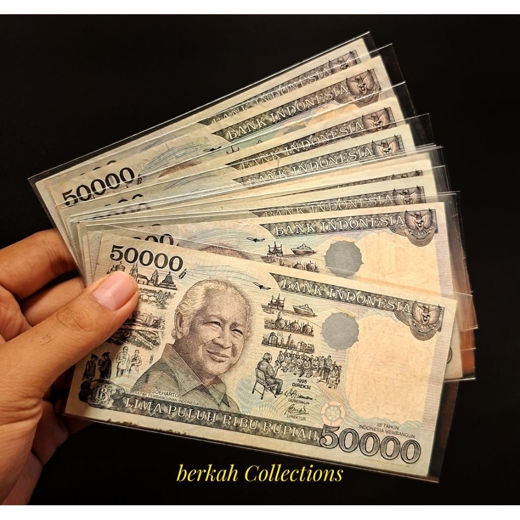 uang kuno kertas 50 ribu bergambar suharto sesuai foto