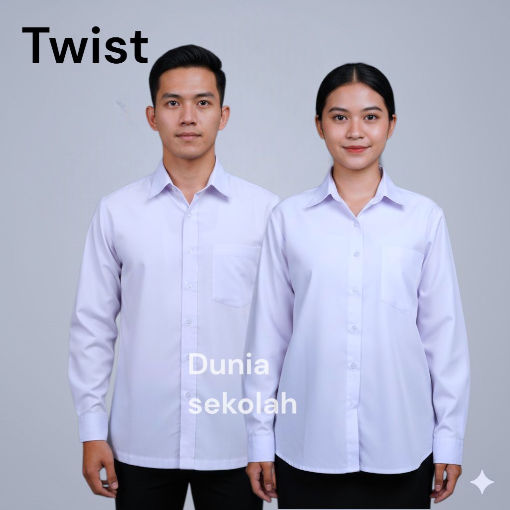 Martin - Baju Putih Polos Ospek Kerja Lengan Pendek Panjang Seragam Sekolah SD SMP SMA Bahan Twist L