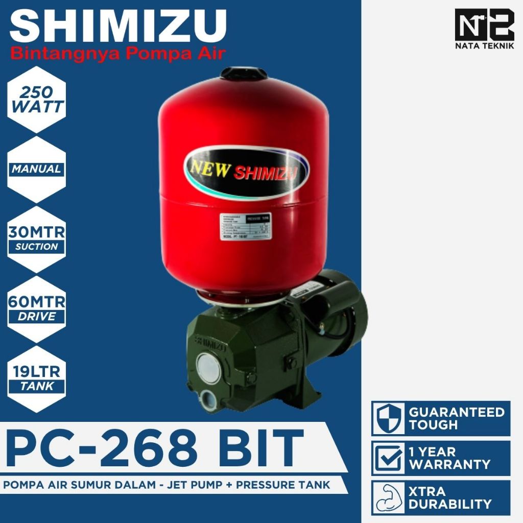 SHIMIZU PC 268 BIT Mesin Pompa Air Sumur Dalam Jet Pump + Tangki SHIMIZU PC 268 BIT