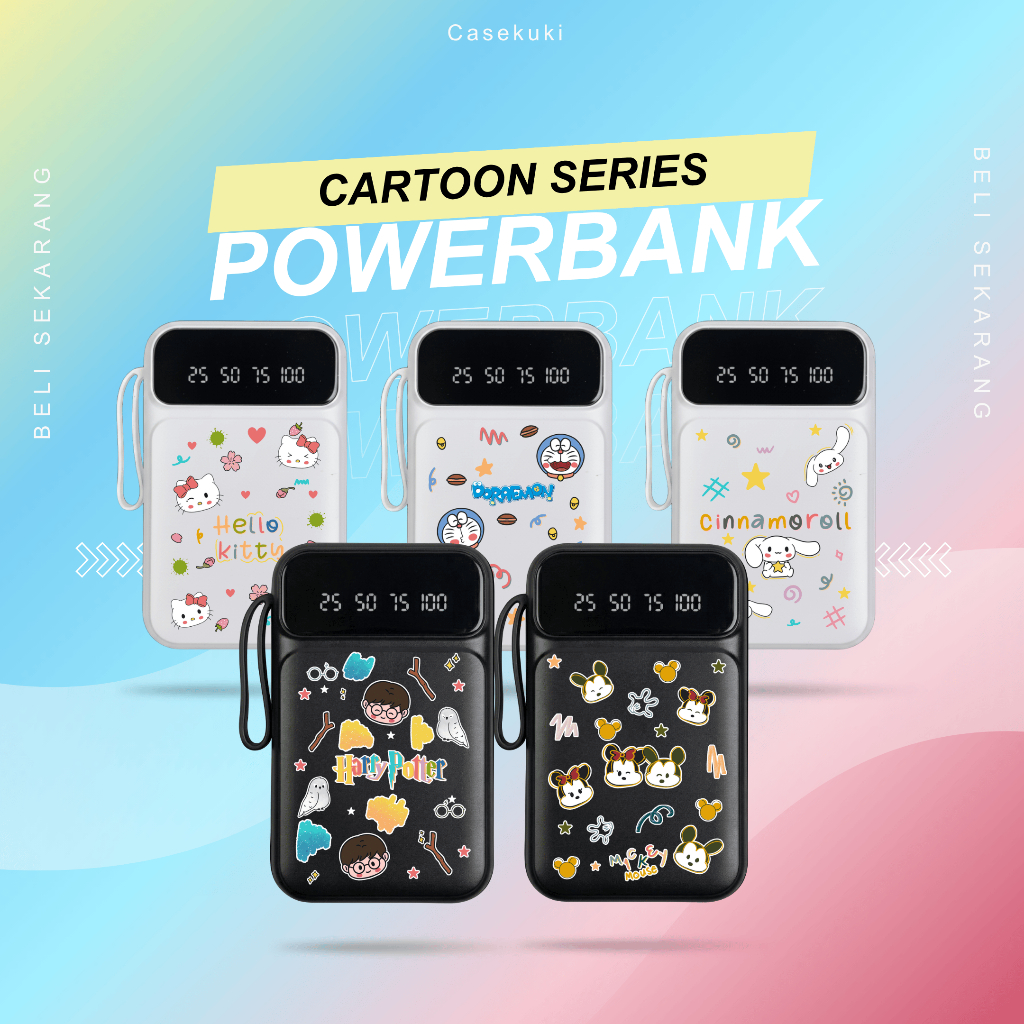 Powerbank Custome Karakter doraemon meckey hellokitty gudetama bisa request desain