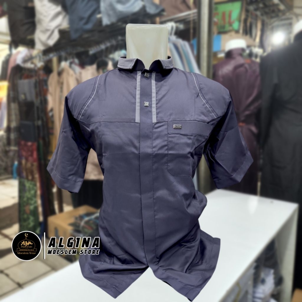 Koko Al Wafa Warna Kancing Thailand Lengan Pendek | Baju Muslim Lengan Pendek Al Wafa Premium