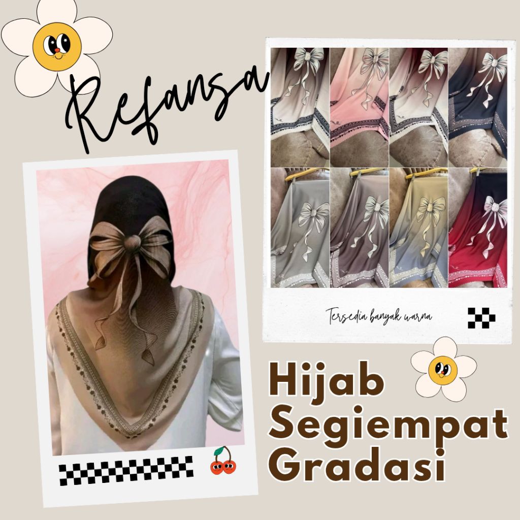 Hijab Gradasi Ribbon Pita | Hijab Voal Gradasi Pita