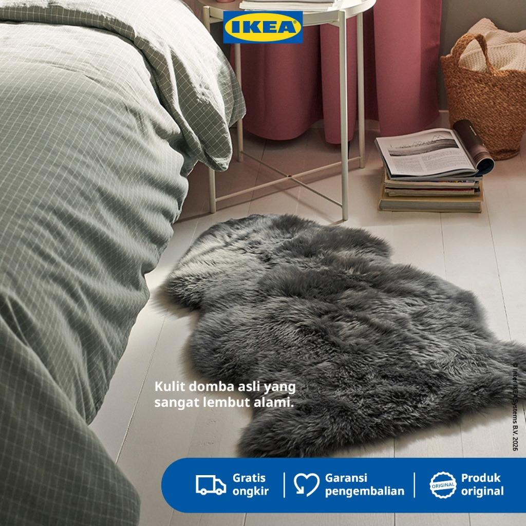 IKEA ULLERSLEV Karpet Kulit Domba Serbauguna Abu Muda 85cm