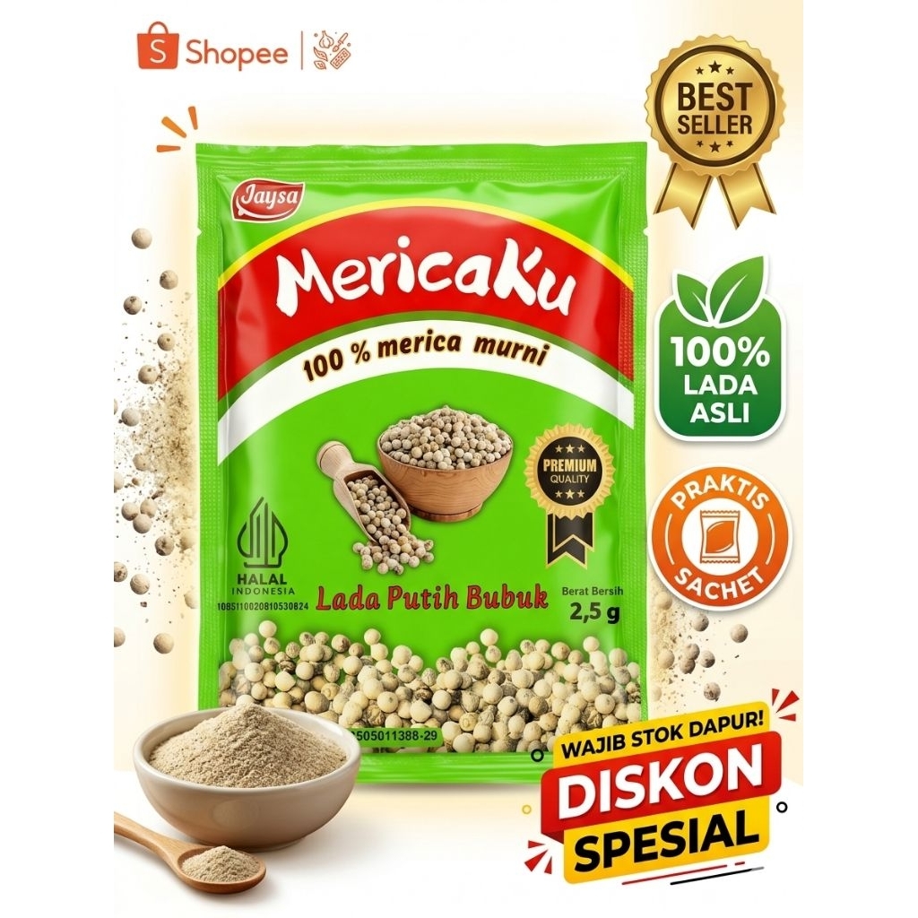 lada bubuk MERICAKU/ merica bubuk12 sachet / merica bubuk murah/ merica bubuk receng