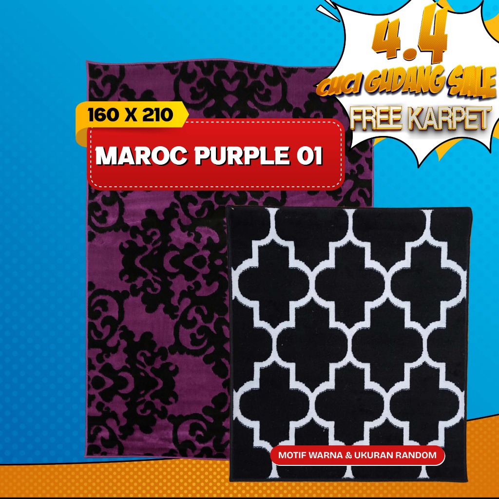 PROMO KARPET MAROC 160x210 MAROC PURPLE 01 + FREE KARPET