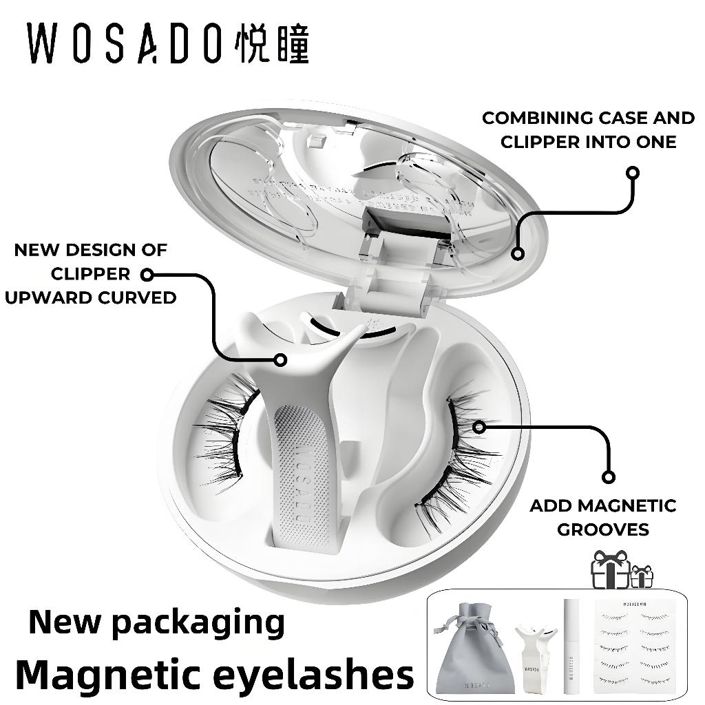 [Free Fixer]WOSADO Magnetic Eyelashes 100% Original Reusable Bulu Mata Magnet Tanpa Lem Natural Glue