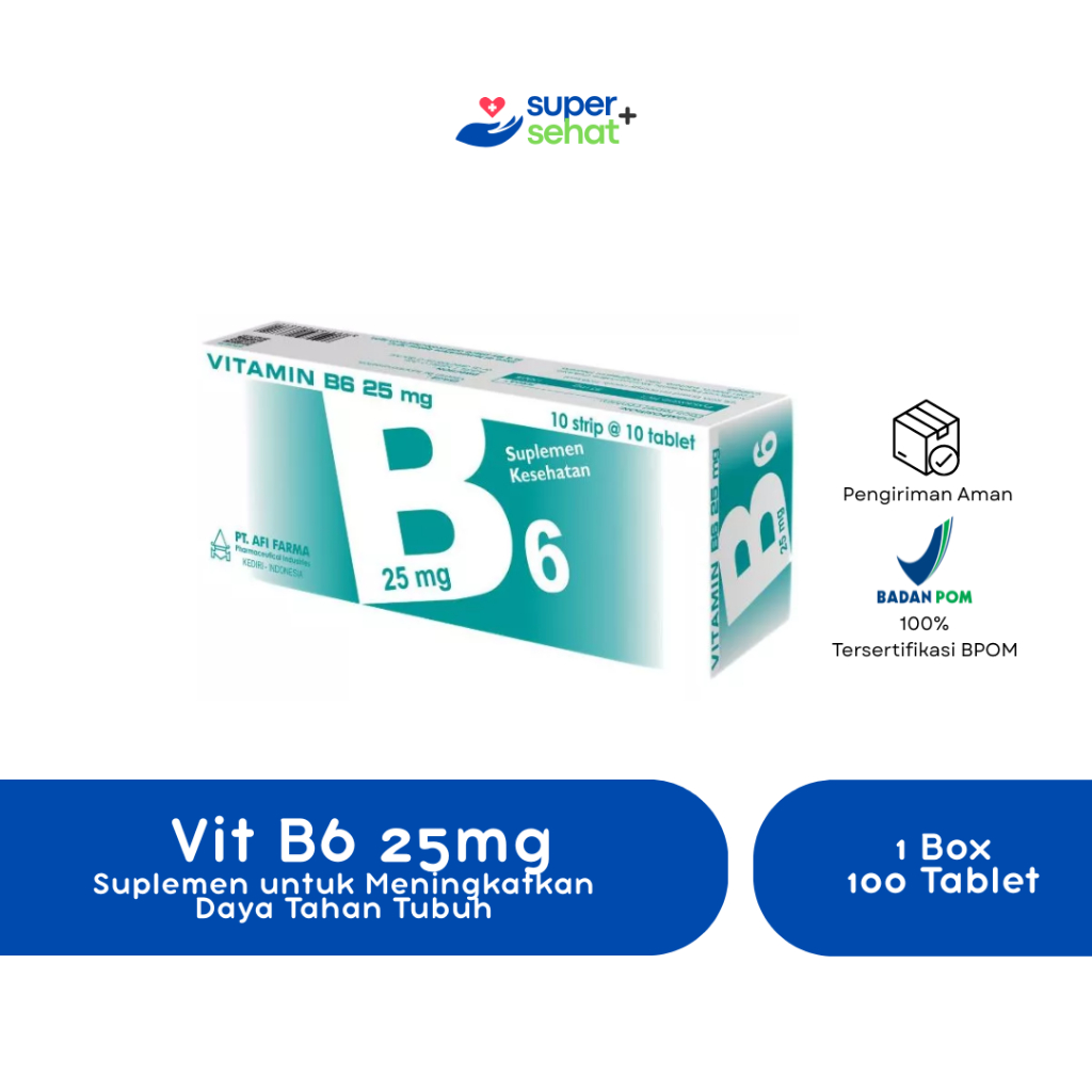 Vitamin B6 25mg AFI Farma Isi 100 Tablet - Menjaga Imun Tubuh dan Saraf