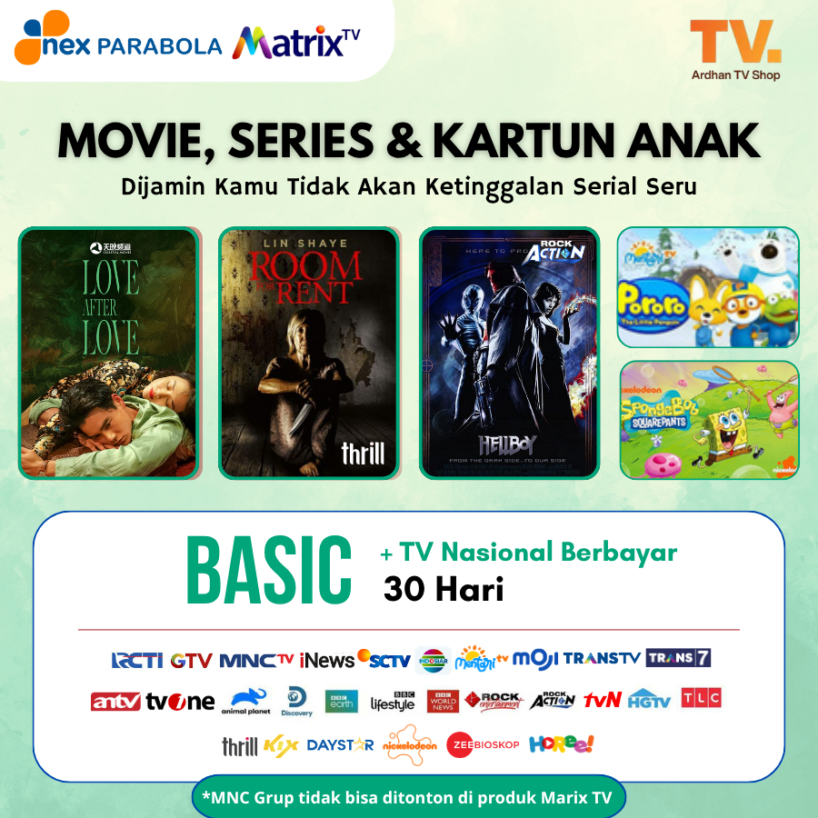 Nex Parabola Dan Matrix Paket BASIC 1 Bulan - Paket nonton TV Nasional