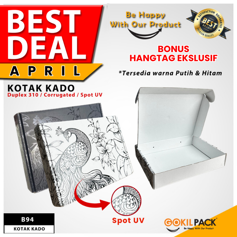 Box Kado - Dus Hampers - Kotak Hadiah - Premium Spot UV Hitam - Gift - B94