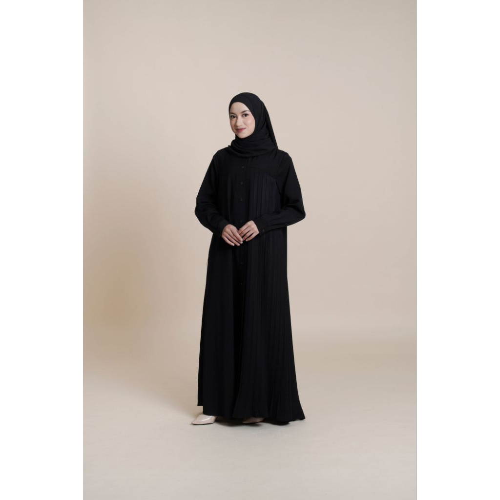 ELZATTA GAMIS KANCING PLEATS HITAM BW GREY CREAM