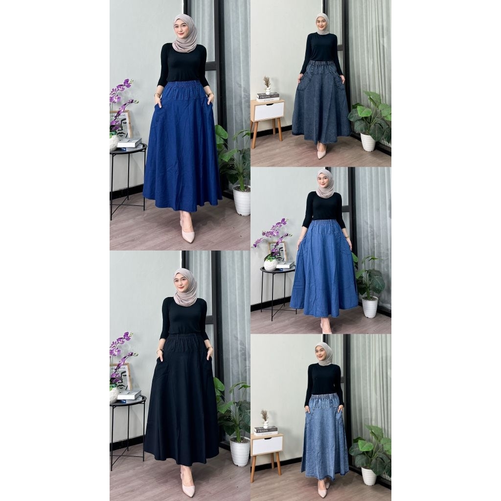 rok jens lebar payung jumbo, rok jens jumbo , rok lebar payung jumbo, rok jens payung, rok jumbo jen