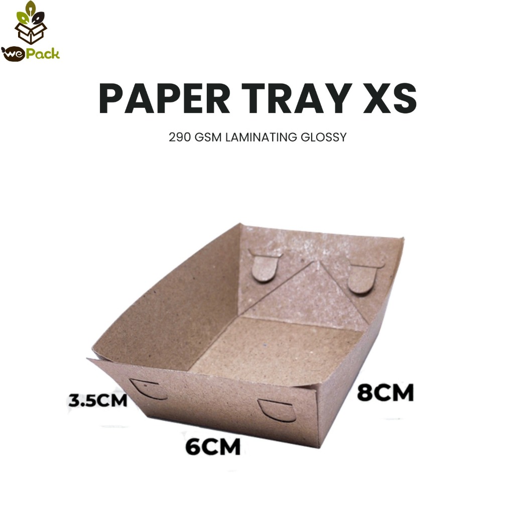 FOOD PAPER TRAY OPEN TRAY NAMPAN KRAFT KERTAS KENTANG GORENG snack size XS Laminasi