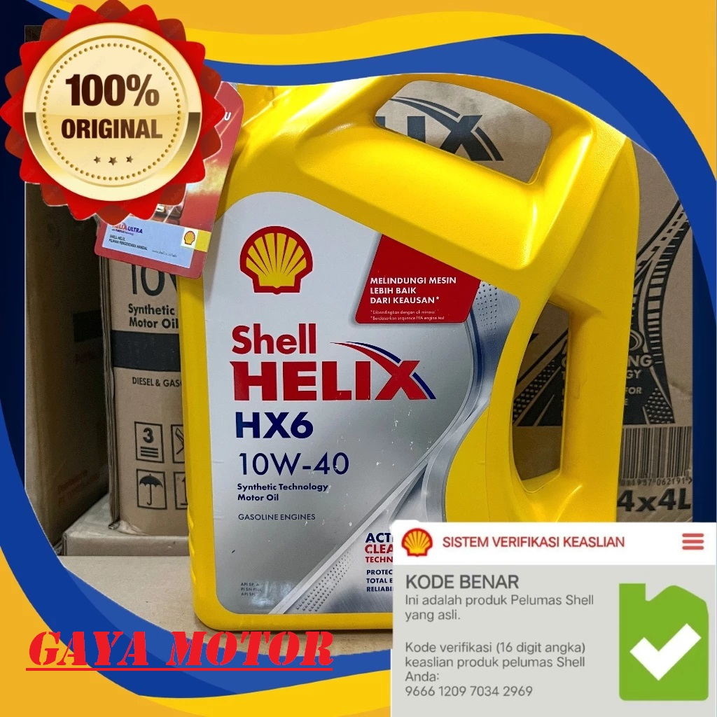 Oli Mesin Shell Helix HX-6 10W-40 4Liter - Oli Mobil Bensin & Diesel