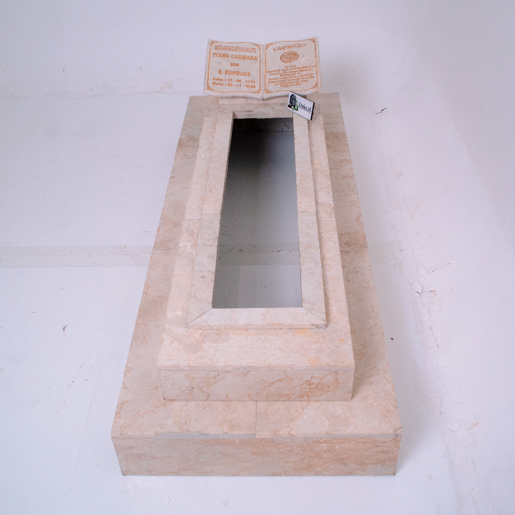 DUKA.ID - BATU NISAN BODY MAKAM - MINIMALIST BOLONG TENGAH - FULL MARMER ALAM ASLI