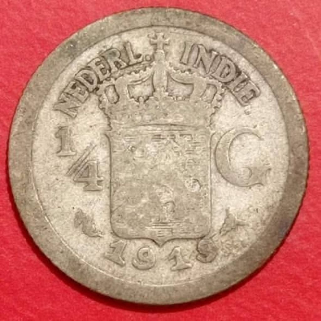 Koin Perak ¼ Gulden 1919 Wilhelmina