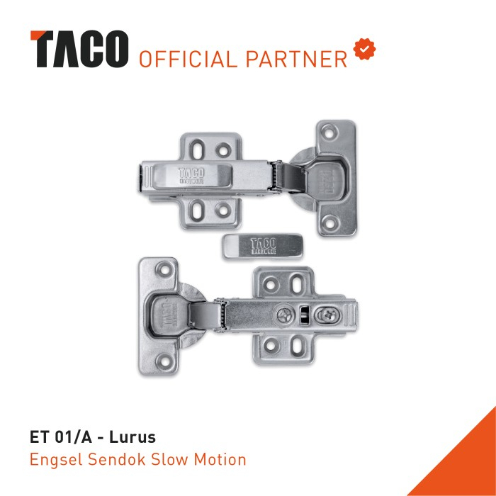 TACO Engsel Slowmotion Lemari Laci 3 Jenis Lurus 1/2 Bengkok Full Bengkok Iron Chrome