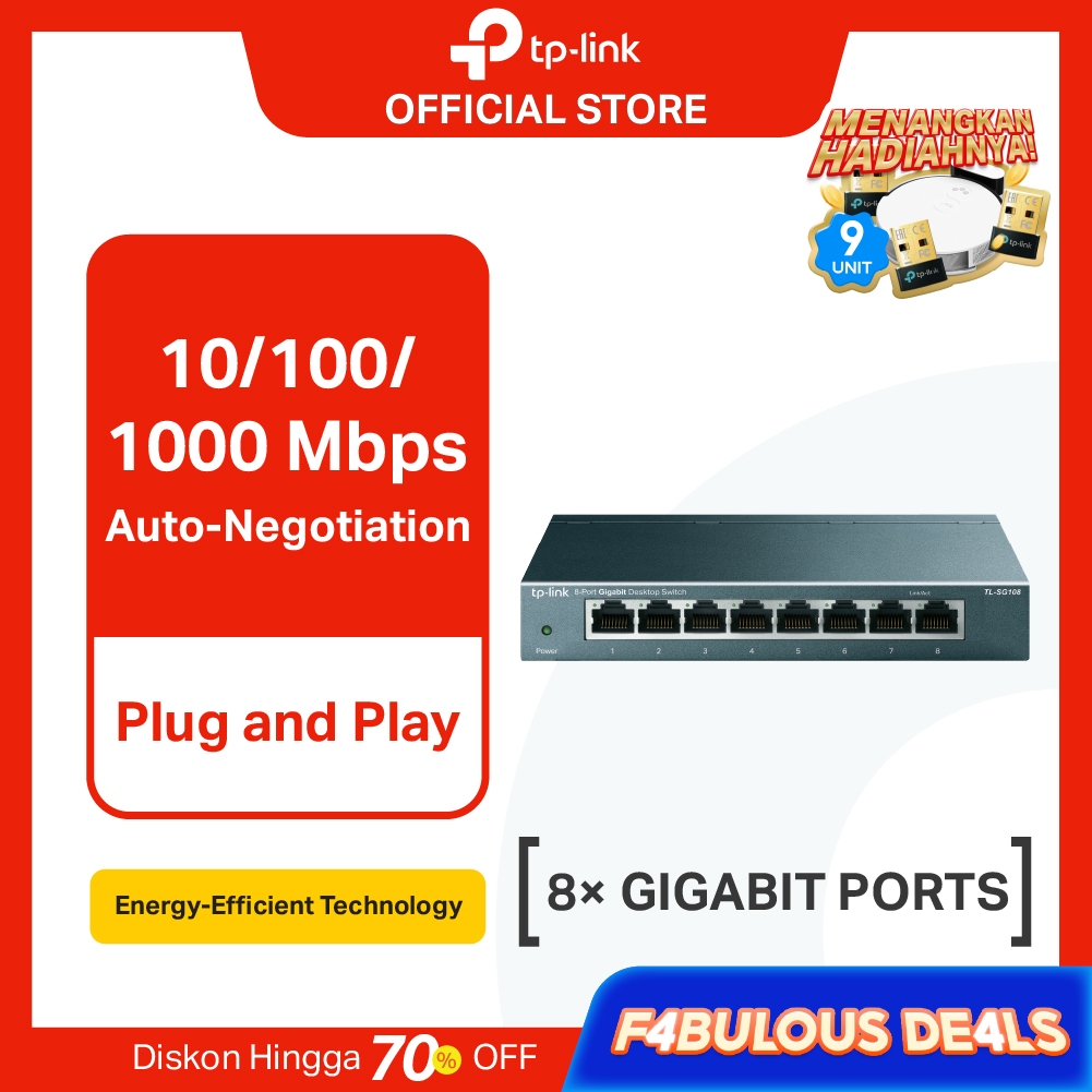 TP-Link TL-SG108 | 8-Port Gigabit Desktop Switch | Unmanaged Switch | Network Splitter | Plug & Play