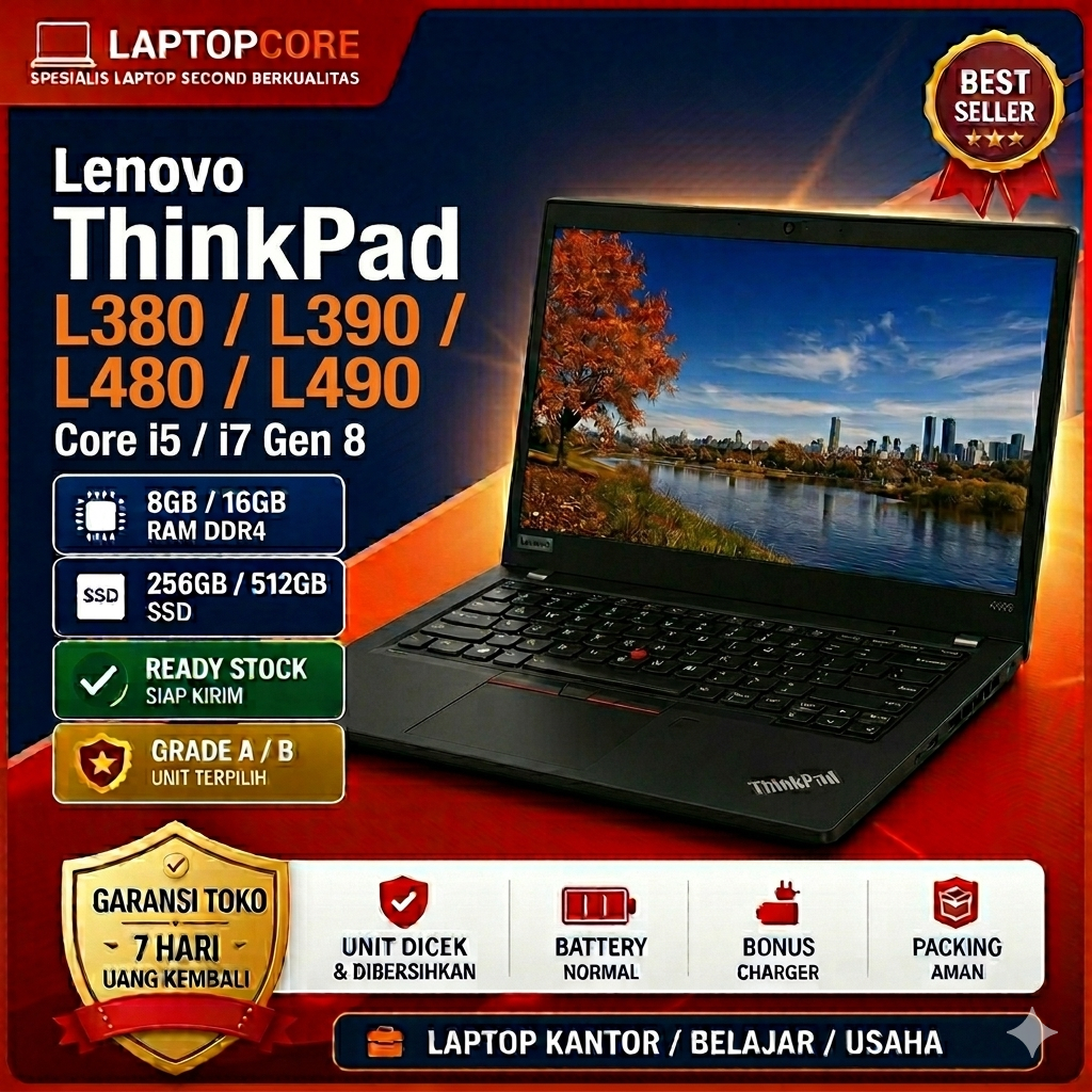 Lenovo Thinkpad L380 L390 L480 L490 Intel Core i5 / i7 Gen 8 16GB RAM 512GB SSD