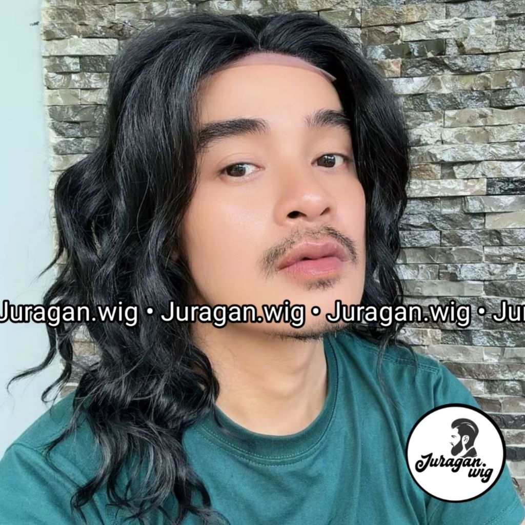 Wig Pria Rambut Pria komahair Model Frontlace ikal
