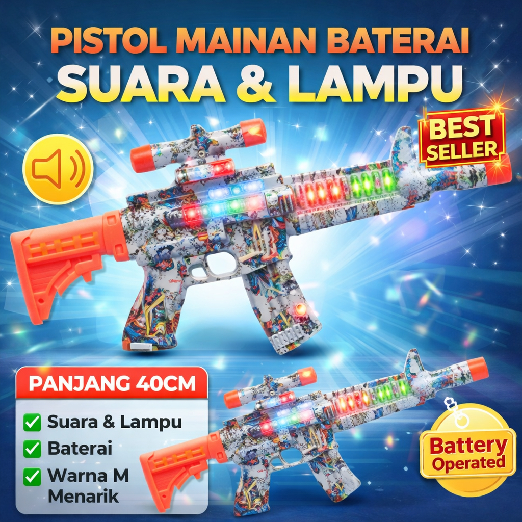 Mainan Anak Pistol Mainan Pistolan Suara Water Printing Graffiti AR M4 AK Squid Game Space Gun