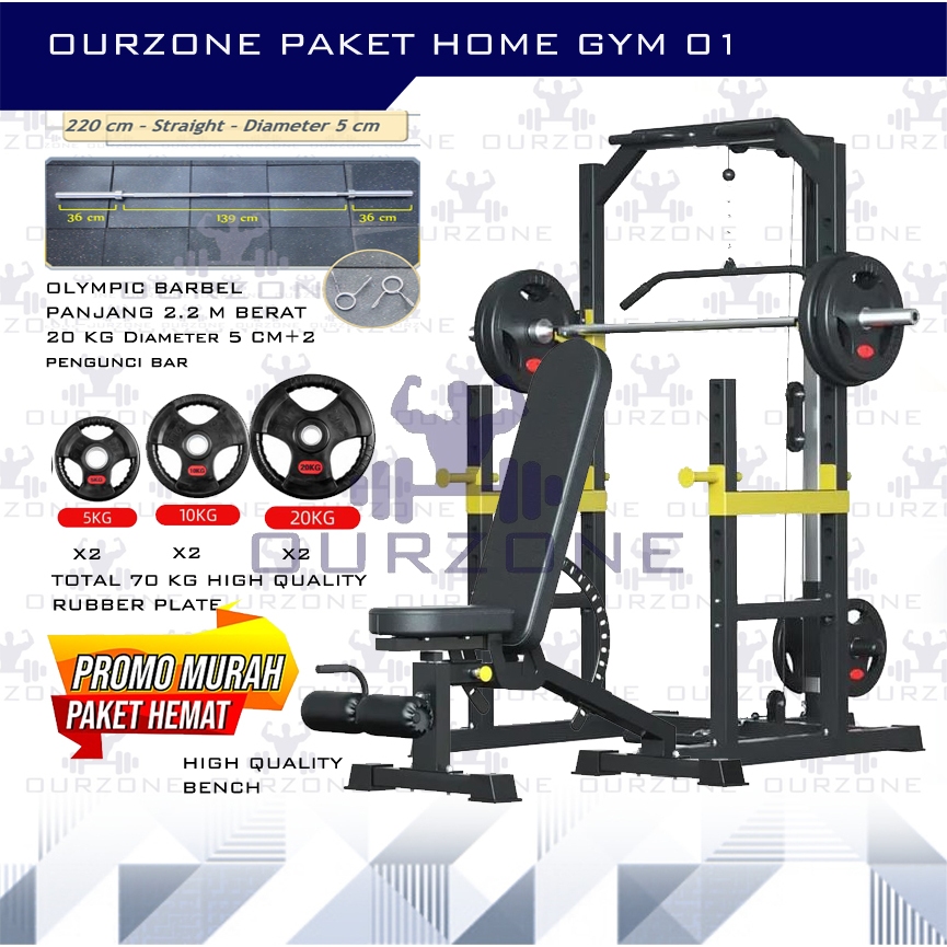 Home Gym Ourzone Paket Power Rack Squat Bench Press Rack Set