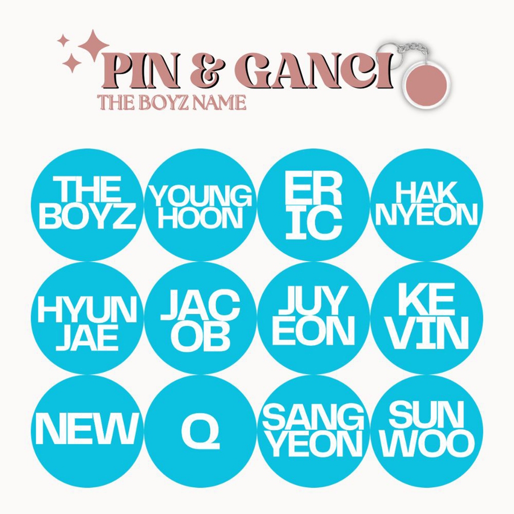 GANCI THE BOYZ PIN NAME BLUE KEYCHAIN 58 MM GANTUNGAN KUNCI IDOL KPOP UNOFFICIAL JUYEON HYUNJAE ERIC