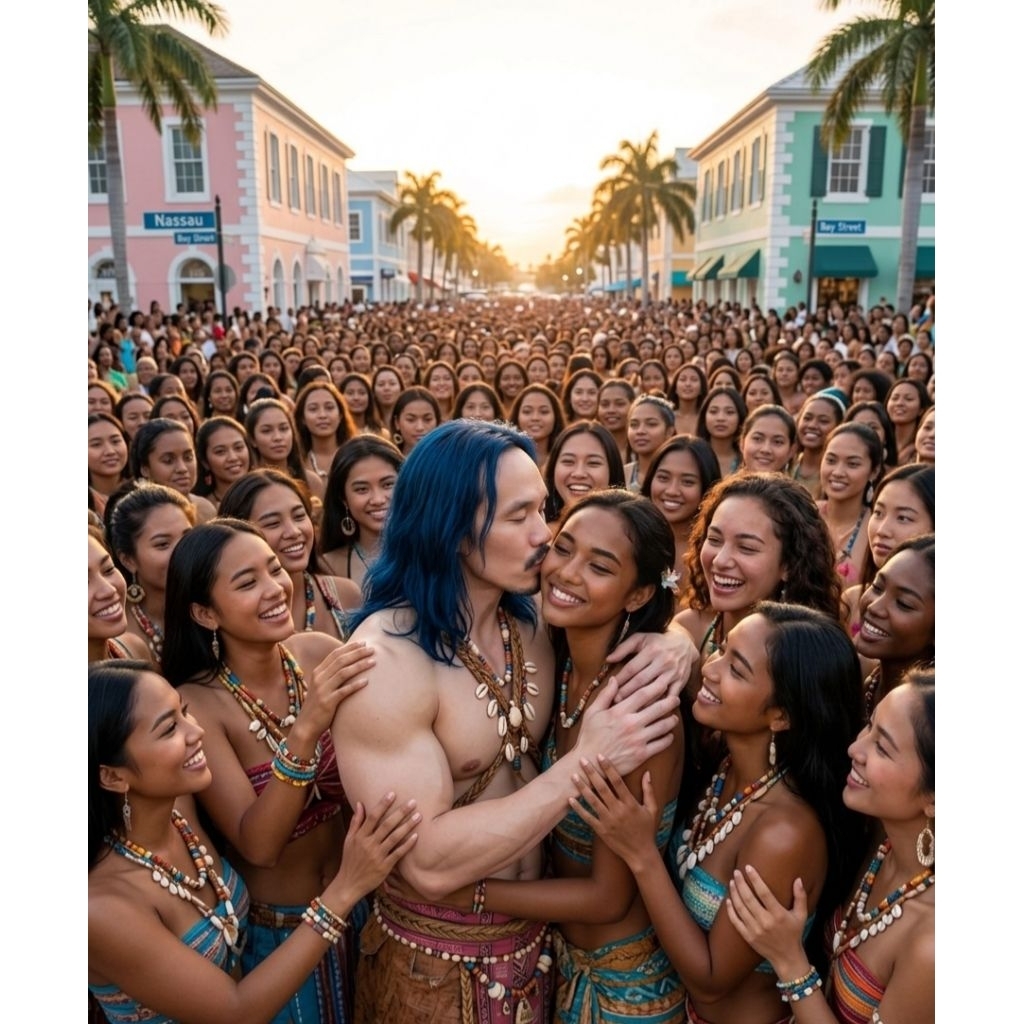 Editor Foto Profesional (Aku sedang bersama keluargaku dari suku Lucayan ibu kota Nassau Mata uang D