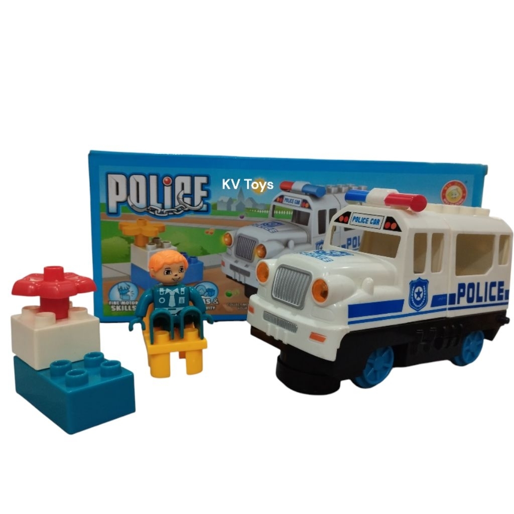 Mainan Mobil Polisi Lego Baterai/Mobil Block Police/Mainan Baterai Mobil Polisi